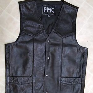 NEW Leather Vest FMC Size 40 with Snaps & Pockets
